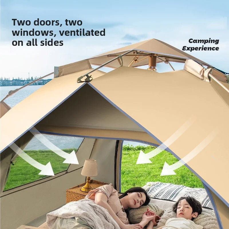Outdoor Waterproof Camping Tent for 3-4 People, Quick Automatic Opening, Portable Canopy, Oxford Fabric