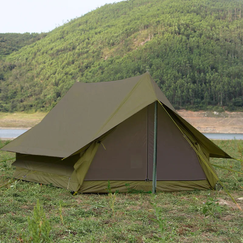 Army Green 2-Person A-Frame Tent, Waterproof Oxford Cloth, Outdoor Camping, Size 200x145x110CM
