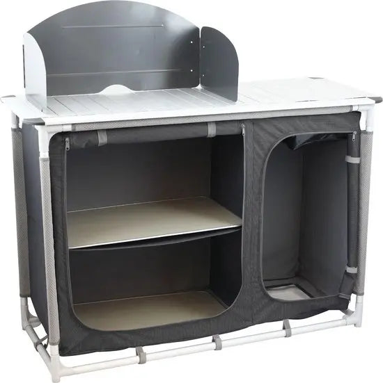 Folding Outdoor Cooking Cabinet with Sink, Aluminum Frame, Space-Saving Design