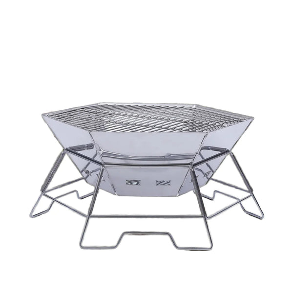 VTX-1202213 Portable Stainless Steel Foldable BBQ Grill Modern Premium Charcoal Fire Pit Wood Burning Campfire Stove Camping