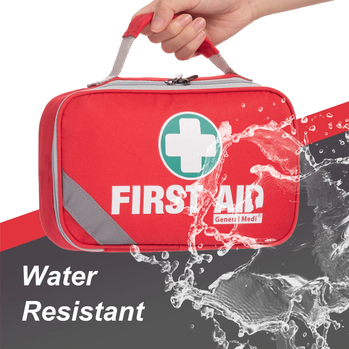 258 Piece First Aid Kit Red for Travel, Vehicle, Outdoor, and Camping Emergency Care