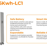 VTX-9972517 51.2V 314Ah 16kWh LiFePO4 Solar Battery BMS Parallel Ready Hybrid Inverter Home Energy Storage System Decor Gifting