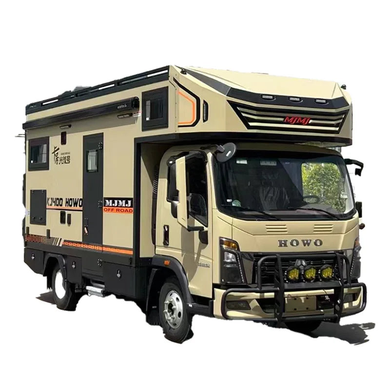 Aluminum RV Camper for 4-6 Passengers, 7000KG Payload, Euro 6 Emission, 5995*2500*3290mm, Yellow/Green