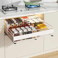VTX-9513765 Expandable Pull Out Cabinet Organizer No Drill Deep Slide Drawer Kitchen Bathroom Wardrobe Metal Modern Adjustable