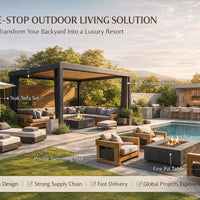 VTX-2987173 Liyoung Luxury Modern Teak Garden Sofa Set Durable 4 Piece Outdoor Furniture Waterproof Cushion Villa Bedroom Living