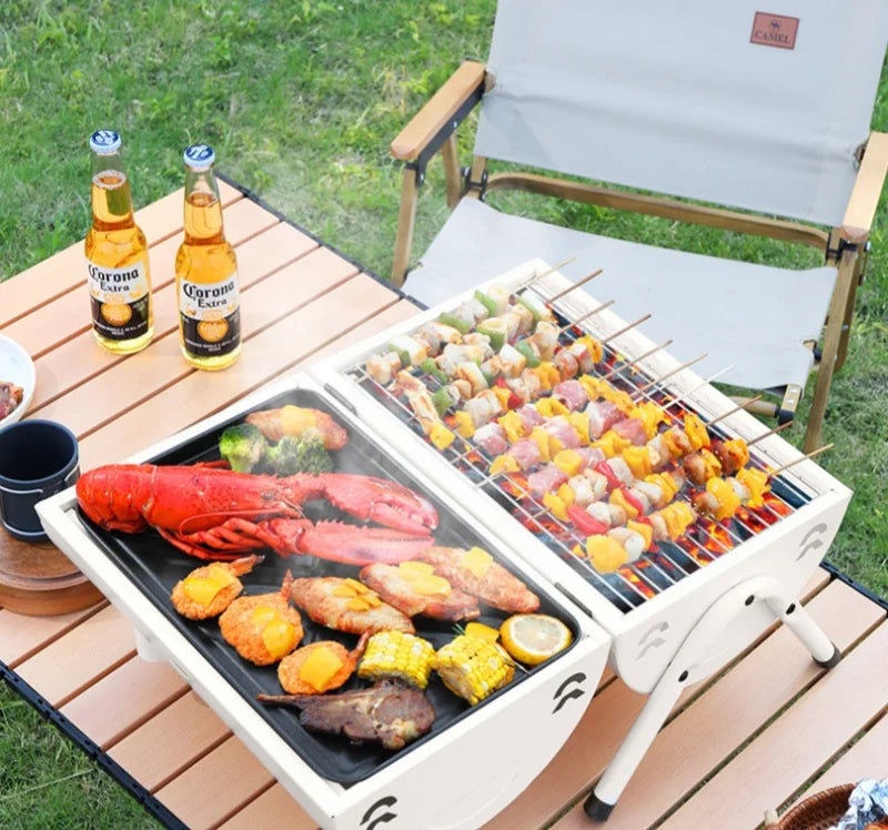 Compact Portable Charcoal BBQ Grill for Outdoor Cooking and Camping