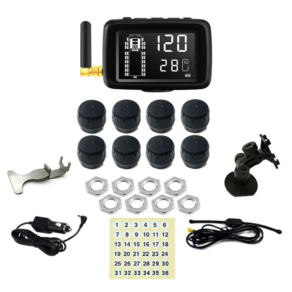 Truck RV Bus Tire Pressure Monitoring System with External Sensors, Model 901RV, Compatible with Toyota Truck and Volkswagen, 199 psi