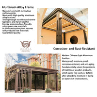 VTX-2069669 Aluminum Alloy Thatched Gazebo Mosquito Netting Waterproof Canopy Outdoor Windproof Patio Pavilion Tiki Hut Sun Shade