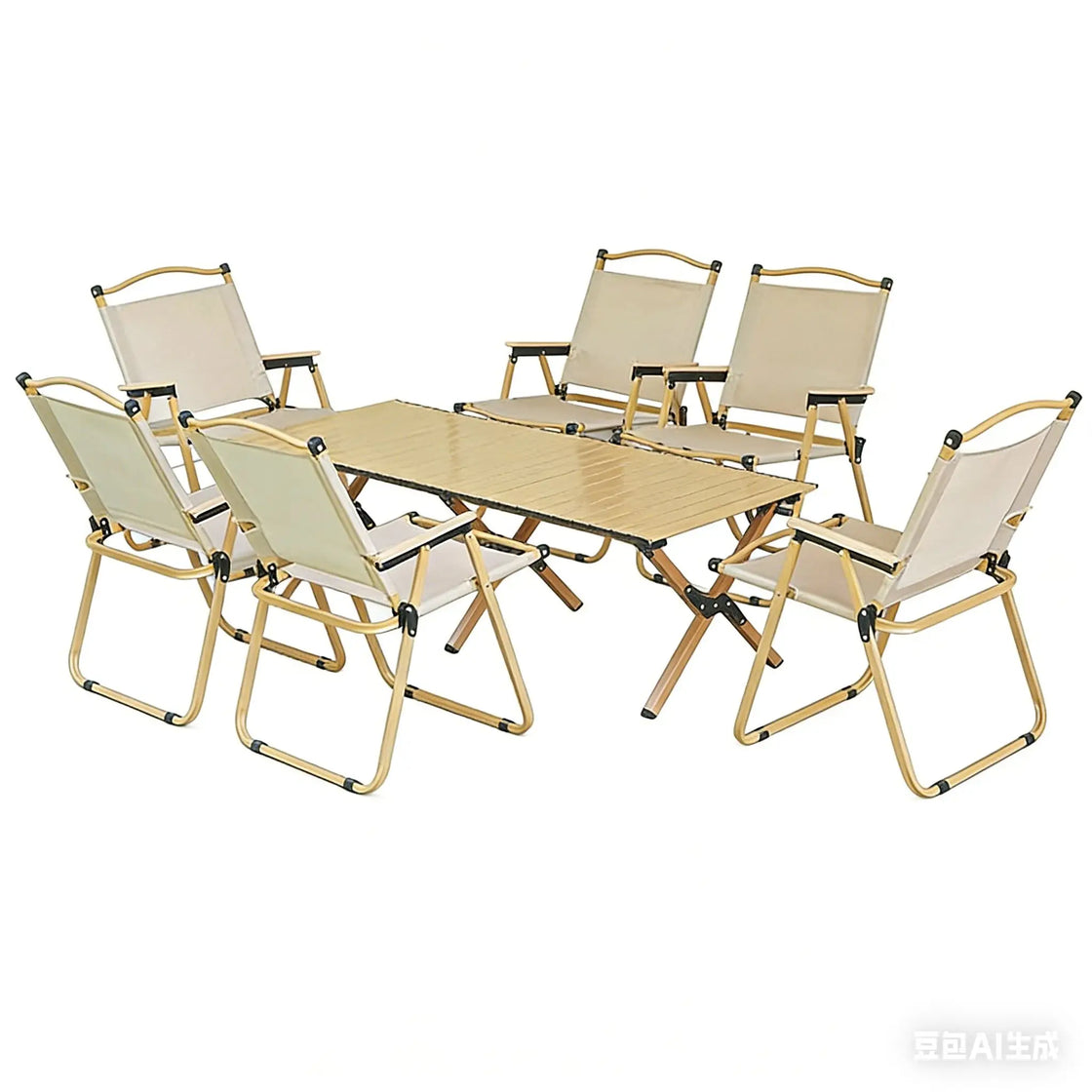 Folding Outdoor Beach Chair with Removable Mesh Table, Aluminum Alloy Frame, and Teslin Fabric