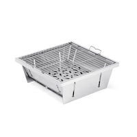 VTX-0841765 Outdoor Camping Stainless Steel Barbecue Grill Folding BBQ Stove Foldable Grilling Oven Tea-Brewing Fireplace IGT 15