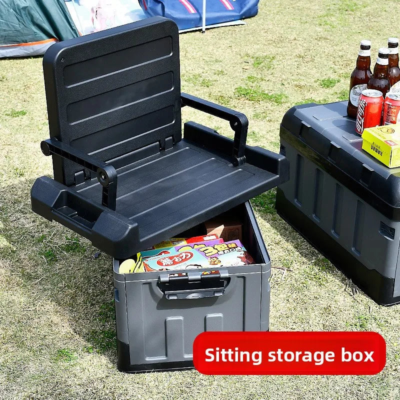 60L Foldable PP Double Tier Outdoor Camping Storage Box - Dustproof, Moisture-proof, Portable