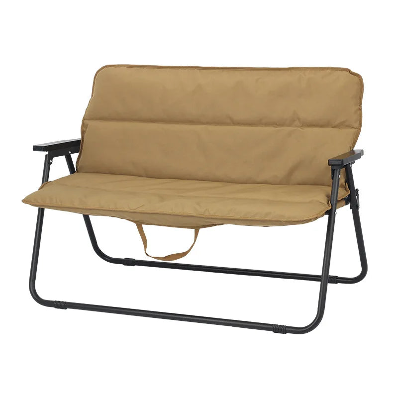 Double Person Camping Chair with Cotton Fabric and Metal Frame, Foldable and Portable, Suitable for Outdoor Use