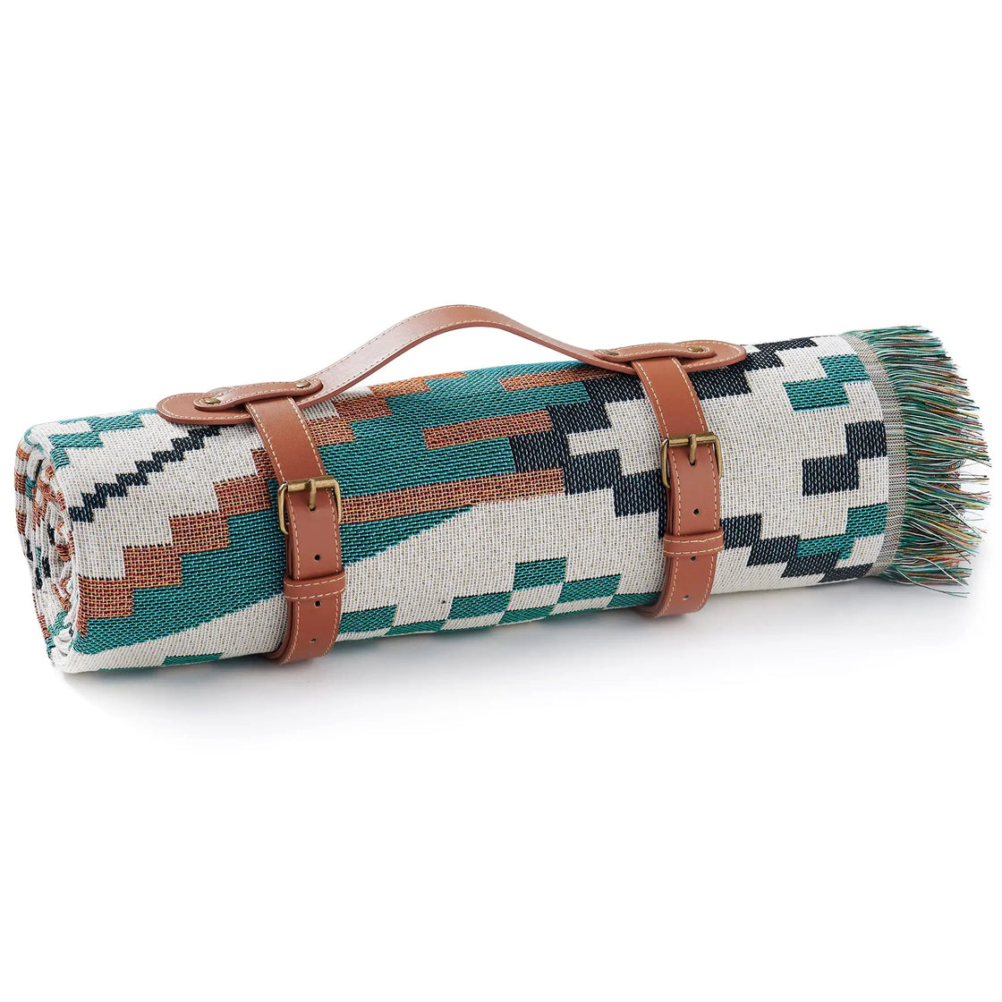 2-in-1 Woven Portable Outdoor Rug Blanket, Waterproof Sand Proof, Foldable Beach Picnic Mat, Fits 4-6 Adults, 71"L x 71"W, Oxford Cloth