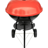 VTX-2626725 Modern Luxurious Portable Movable Iron Chrome Plated Charcoal BBQ Grill Apple Shape Trolley Two Wheels Outdoor Camping