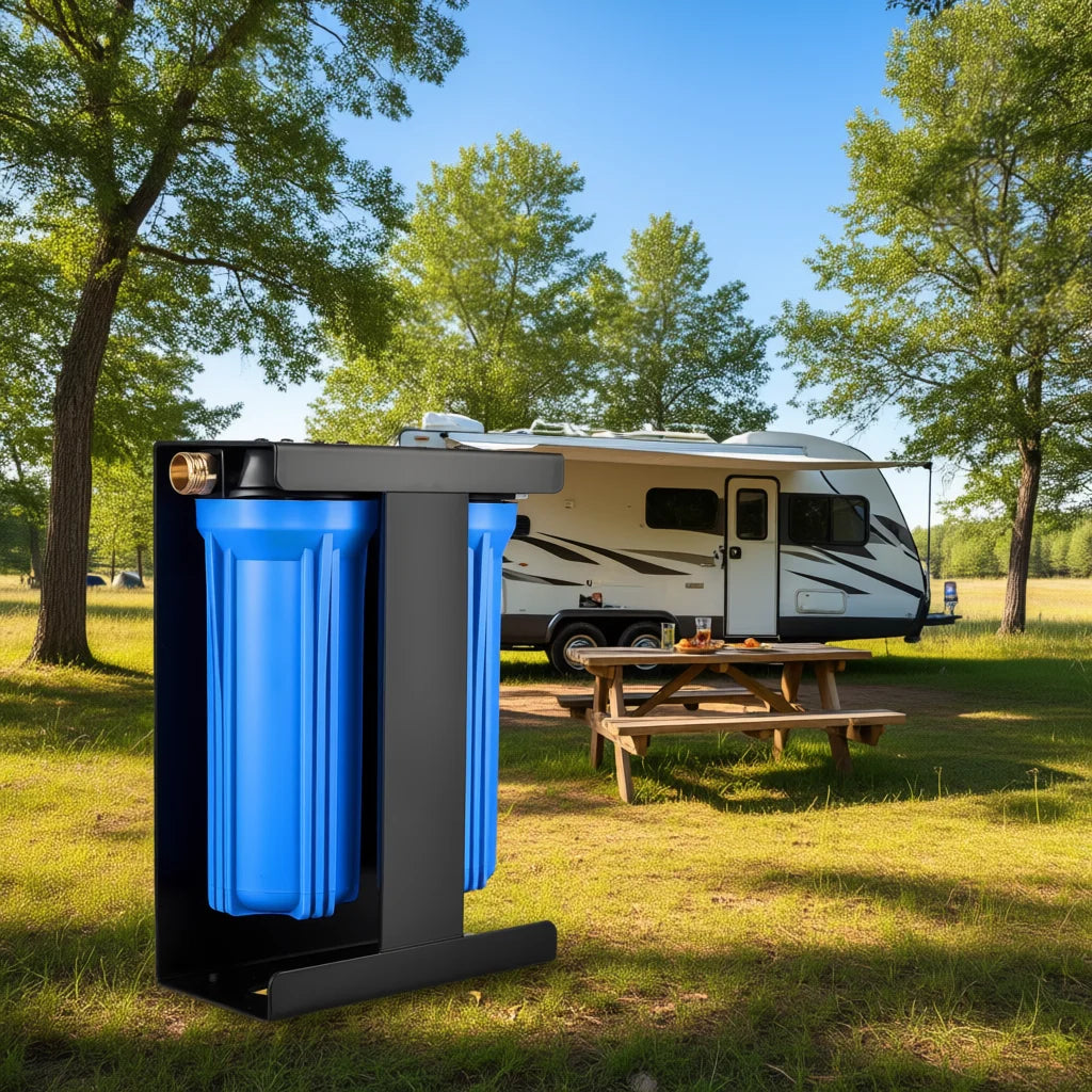 RV Water Filter System 2-Cartridge Model D0100X327CT for Campers and Outdoor Use