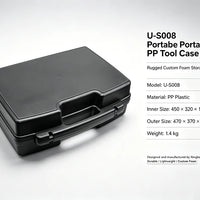 VTX-2644005 U-S008 18" Heavy Duty PP Plastic Portable Hand Carry Case Rugged Protective Storage Box EVA EPE PU Foam Cut Out