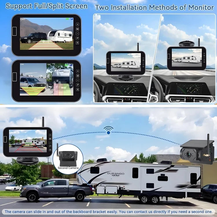 Wi-Fi Wireless Solar Camera Monitor for RVs, Buses, and Trucks