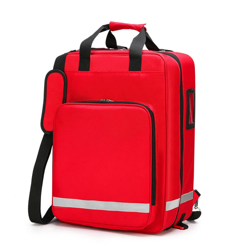 Large Emergency Trauma First Aid Kit, Manual, Nylon Plastic, 51x35x21cm, Red or Blue, Suitable for Camping, School, Family, and Sports Events