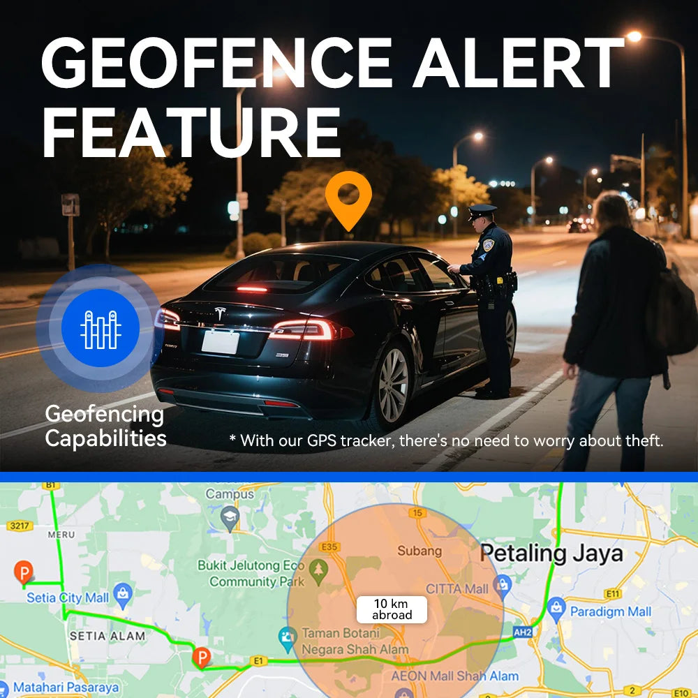 GPS Tracker with Real-Time Location, Engine Cut-Off, Voice Monitoring, and Geofencing for Vehicles and Motorcycles