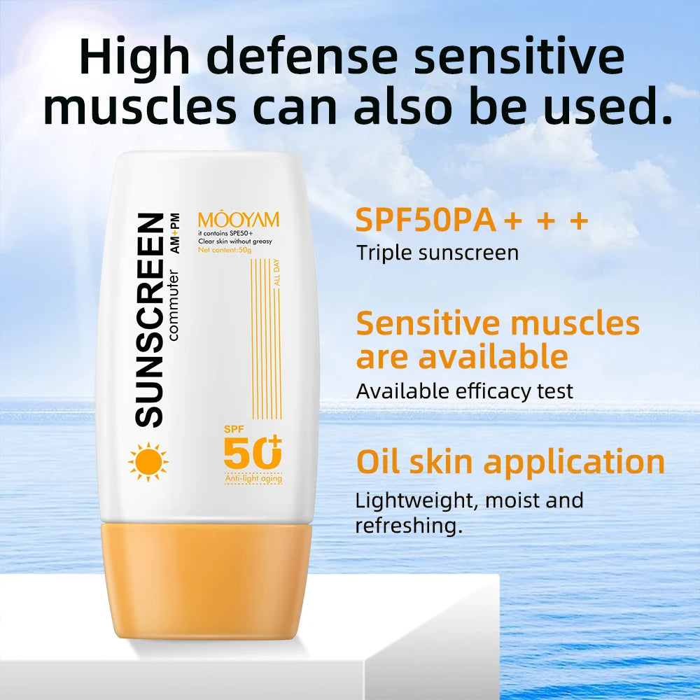SPF 50+ Sunscreen Cream for Body and Face, Moisturizing and Brightening Formula, 50g