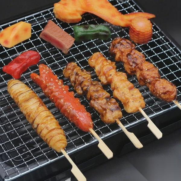 VTX-5088805 Simulation Food Japanese-style charcoal barbecue photo Gluten Crispy Bone balls chicken skewers model window