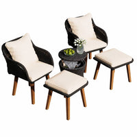 VTX-2855717 Elegant Bistro Table Chairs Set Contemporary Wicker Outdoor Furniture Collection Iron Chair 71*67*75 Patio Garden