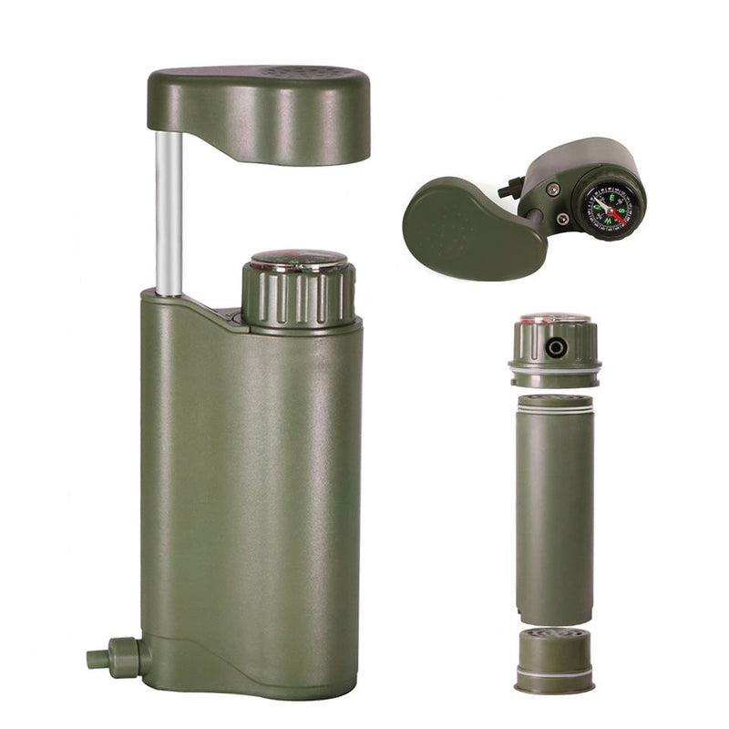 VTX-5908901 Portable Outdoor Hand Pump Camping Water Filter Purifier Booster Replaceable Carbon 0.01 Micron Hiking Travel Picnic