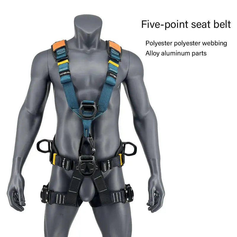 Lightweight Fall Protection Safety Harness with Quick Connect Buckles, Adjustable Length, 25KN Strength, 5 Stainless Steel D-rings
