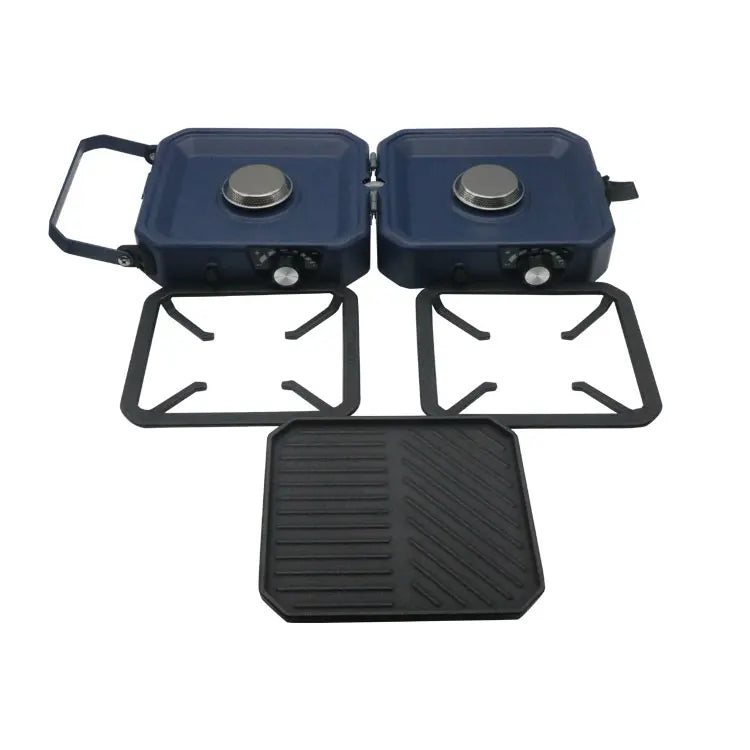Portable Stainless Steel Gas Stove for Camping and Outdoor Cooking, Foldable Design, Propane and Butane Compatible, 3-5 Stove Capacity