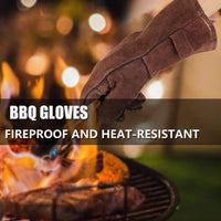 Hot Sell Oven Mittens Ox Hide Cowhide Heat Resistant Fire Pr