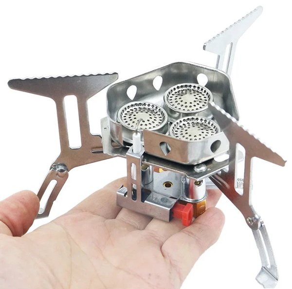 VTX-6301221 Portable Mini Outdoor Camping Gas Stove Stainless Steel Foldable Windproof Burner Car Hotel RV Garage Travel