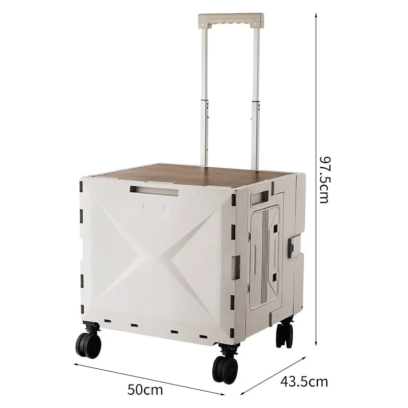 Foldable Five-Wheel Utility Cart for Outdoor Camping, Travel, and Picnics - Large Capacity Mobile Food Trolley