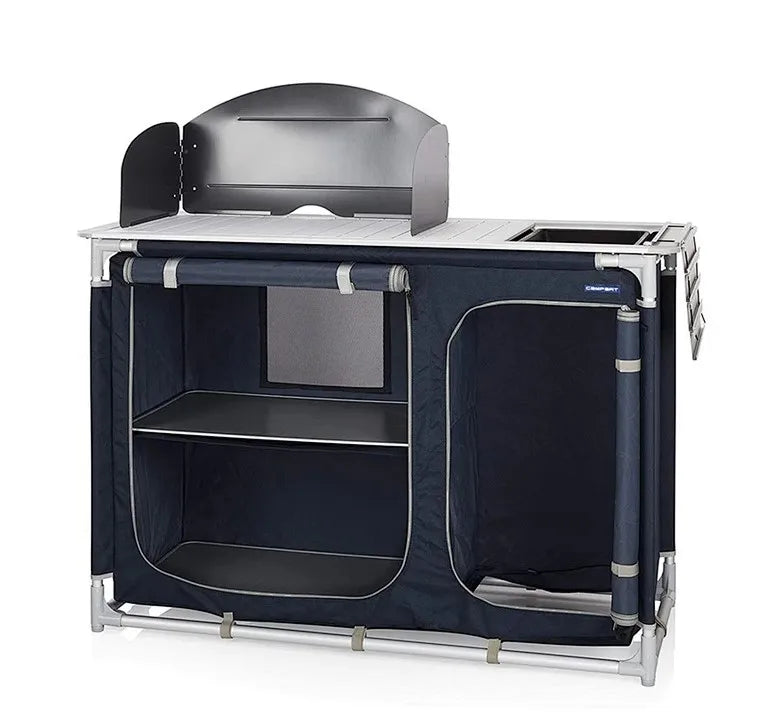 Folding Outdoor Cooking Cabinet with Sink, Aluminum Frame, Space-Saving Design
