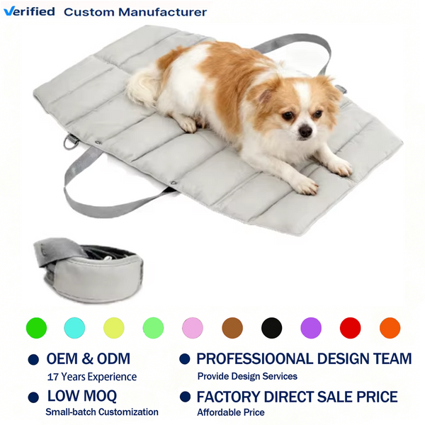 VTX-4303269 Portable Roll-Up Pet Bed Bag Washable Foldable Dog Cat Cushion Mat Car Seats Outdoor Travel Pet's Bedroom Living Room