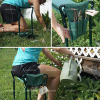 VTX-1643685 Foldable Metal Eco-friendly Outdoor Garden Kneeler Seat Tools Tool Kit Galvanized Steel, Metal 23.6 x 10.6 x 19.3 in