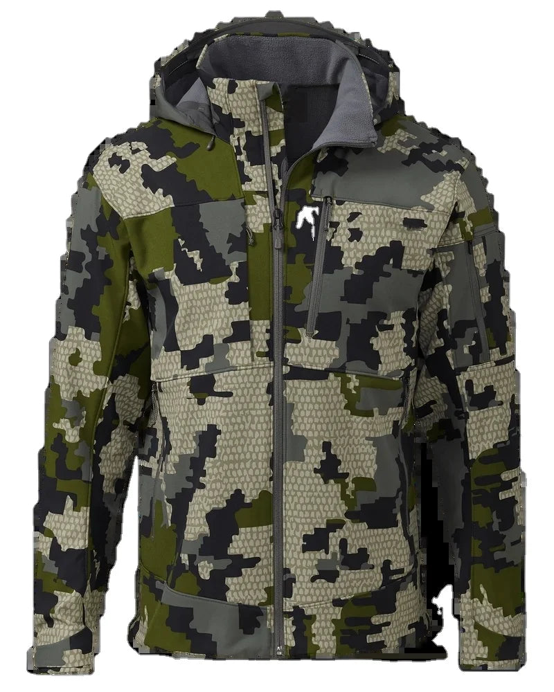 Men's Lightweight Camouflage Softshell Wind-Resistant Breathable Hunting Jacket