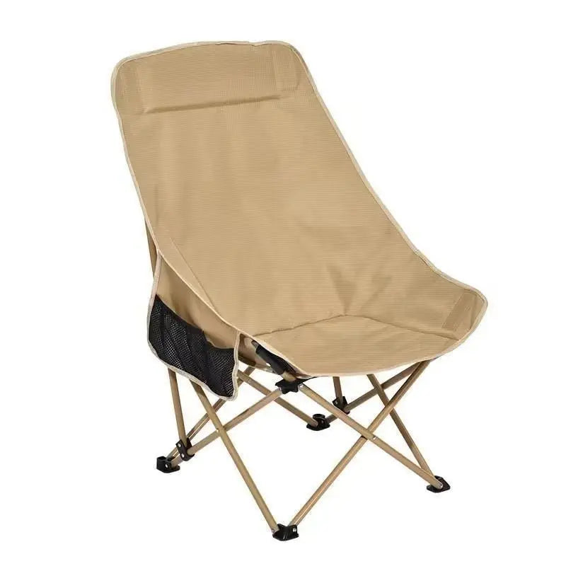 High-Back Moon Chair Bamboo Portable Folding Beach Camping Chair