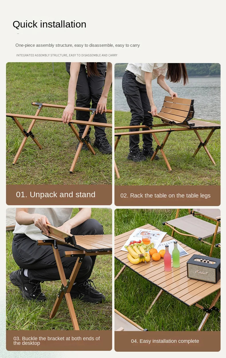 Folding Outdoor Beach Chair with Removable Mesh Table, Aluminum Alloy Frame, and Teslin Fabric