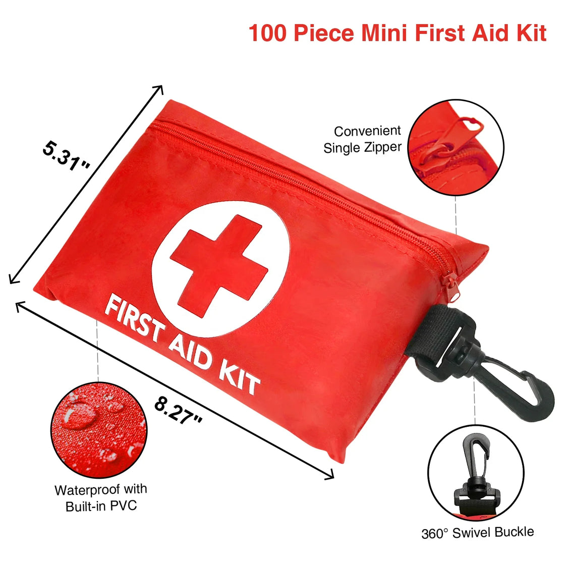 Mini First Aid Kit CE ISO Certified, 21x14cm, Multi-Color, 70D Oxford Cloth