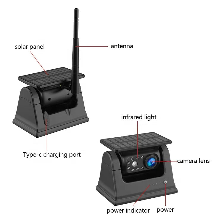 Universal Magnetic Solar Backup Camera with 5-Inch Wireless Monitor and Night View Function