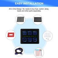 VTX-8235813 Universal 12V 24V 6 Gang LED Touch Screen Panel Sealed Control Box Trucks Jeeps ATV/UTV Cars Marine Boats RV Home