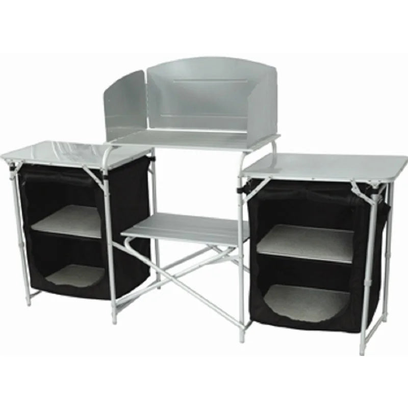 Camping Kitchen Cupboard, Aluminum Outdoor Folding Table, 175x40x111cm, Waterproof, Lightweight, Easy to Carry