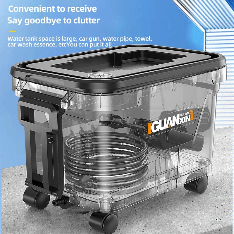 Mobile Car Wash System with Water Tank and Built-in Filtration, 45x35x35 cm