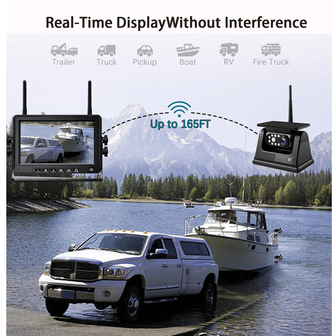 Solar Powered Magnetic Dash Cam with 7-Inch Monitor, 1080P Resolution, Night Vision, Waterproof, for Cars, Trucks, RVs, and Trailers