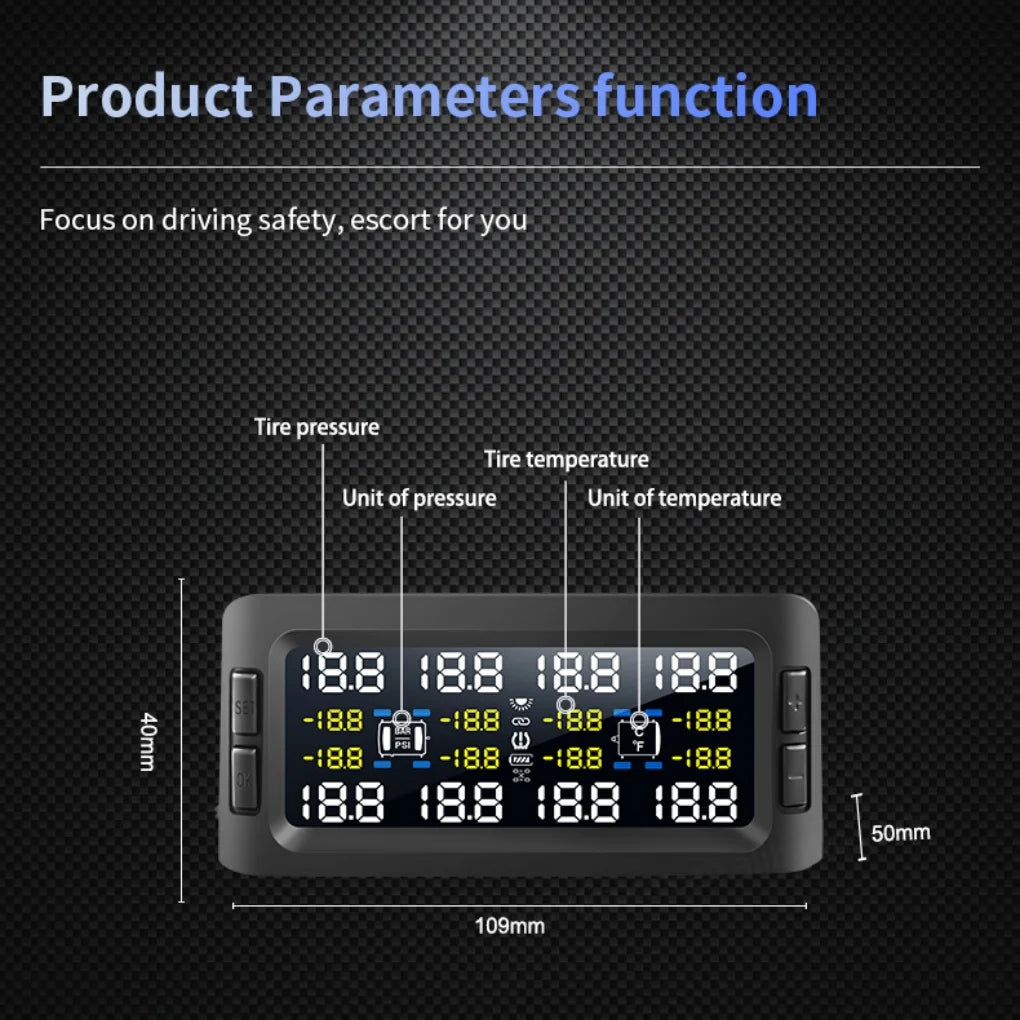 Digital Tire Pressure Monitoring System for 8-Wheel RV Trailer with Real-Time Air Leakage and High Temperature Alarm