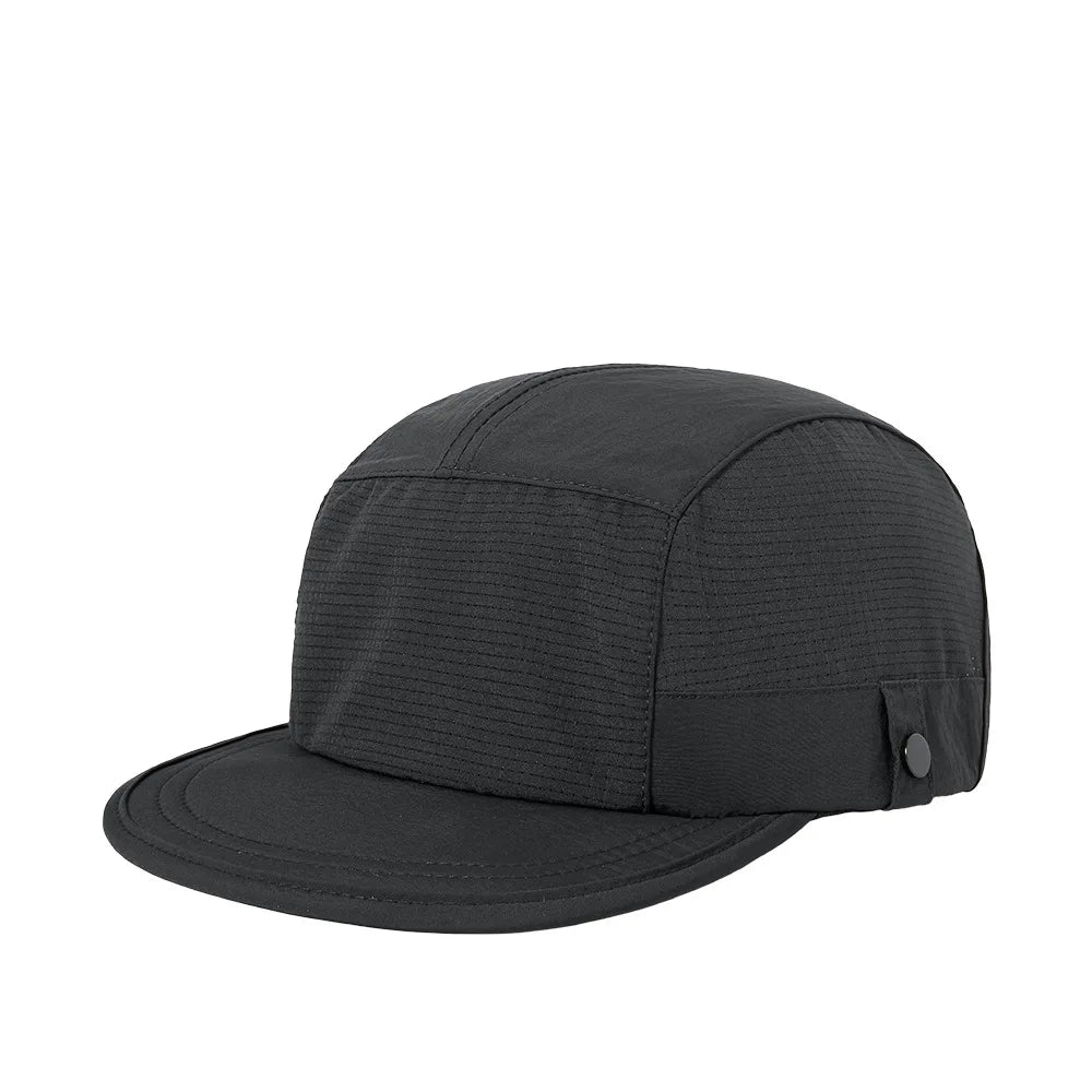 Unisex Five-Panel Mesh Snapback Baseball Cap for Outdoor Sports and Camping