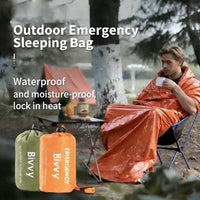 VTX-2250789 All Season Waterproof Mylar Emergency Sleeping Bag Thermal Aluminum Foil Bivy Sack Ultralight Outdoor Survival Camping