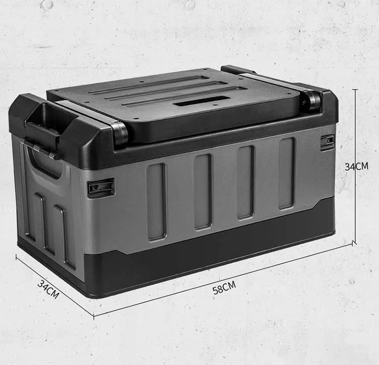 60L Foldable PP Double Tier Outdoor Camping Storage Box - Dustproof, Moisture-proof, Portable