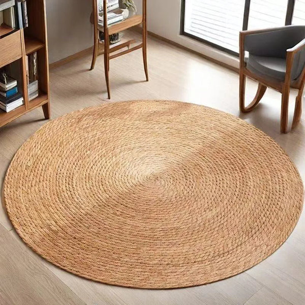 VTX-7185957 Hand-woven Sedge Solid Color American Country Style Circular Carpet Large Area Floor Mat Living Room Hallway Clothing