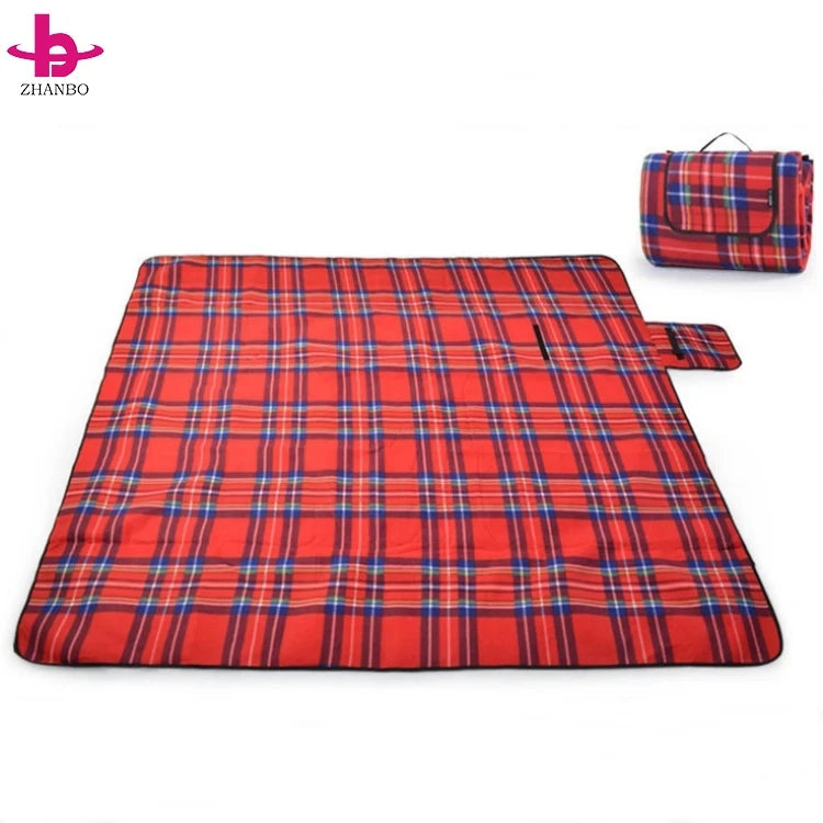 Waterproof Foldable Picnic Blanket, 200x200cm, Soft Fleece and PVC, Lightweight Outdoor Mat